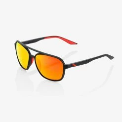 100% Kasia Eyewear -Bikes Shop 100 KASIAAVIATORROUND SOFTTACTBLACK HiPERREDMULTILEYERMIRRORLENS